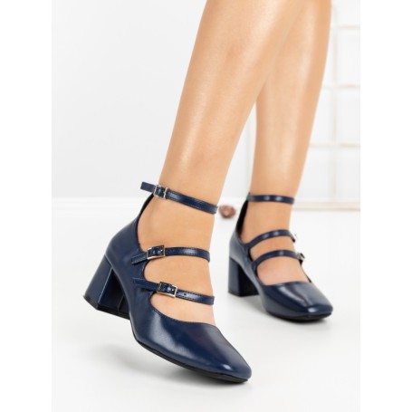 Pantofi cu Toc Gros 8138 BLUE | CM