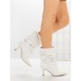 Botine cu Toc Subtire 6XKK8 WHITE | MEI