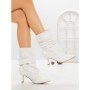 Botine cu Toc Subtire 6XKK8 WHITE | MEI