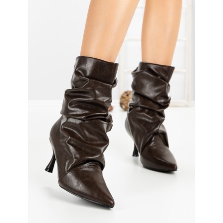 Botine cu Toc Subtire 6XKK8 BROWN | MEI