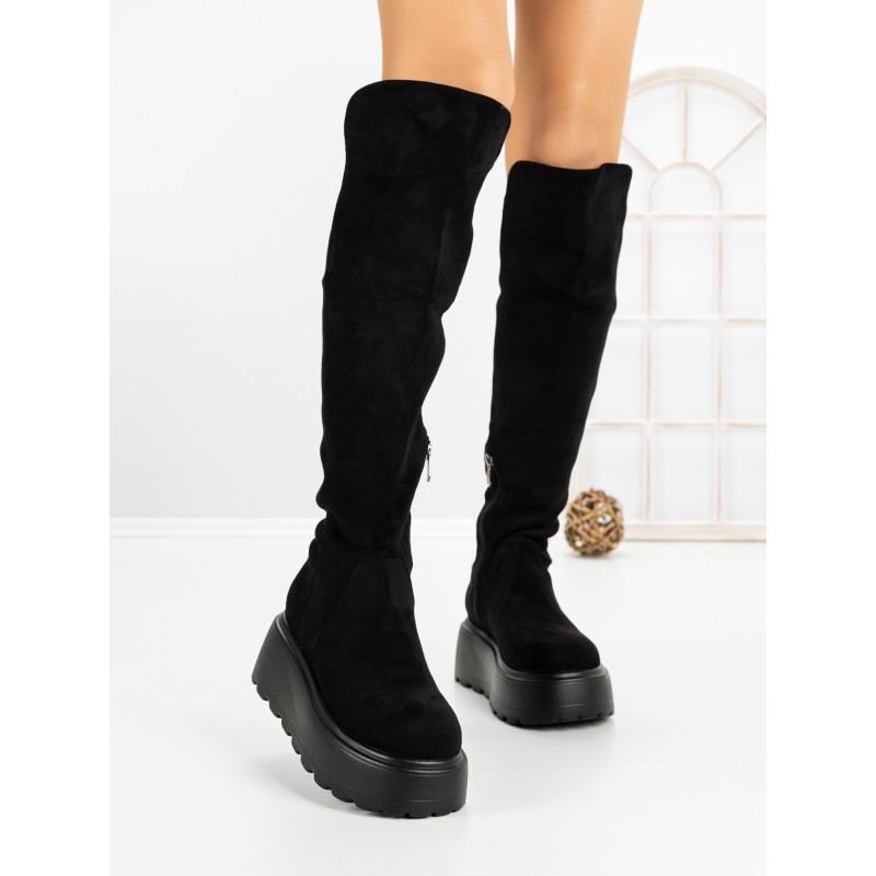 Cizme Dama cu Platforma 68WL26 BLACK | MEI