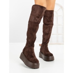 Cizme Dama cu Platforma 68WL26 DARK BROWN | MEI