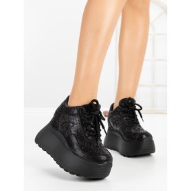 Pantofi Sport Dama cu Platforma 6WL17 BLACK | MEI