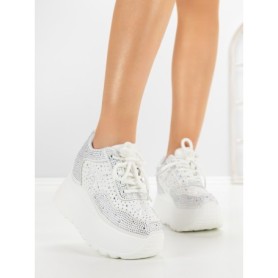 Pantofi Sport Dama cu Platforma 6WL17 WHITE | MEI