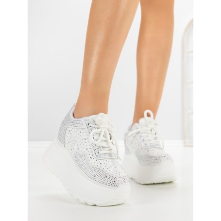 Pantofi Sport Dama cu Platforma 6WL17 WHITE | MEI