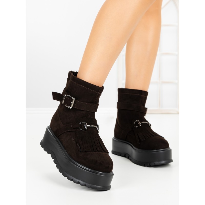 Ghete Dama cu Platforma 6ZP12 BROWN | MEI