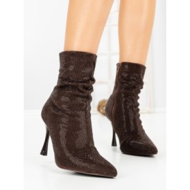 Botine cu Toc Subtire 6GS30 BROWN | MEI