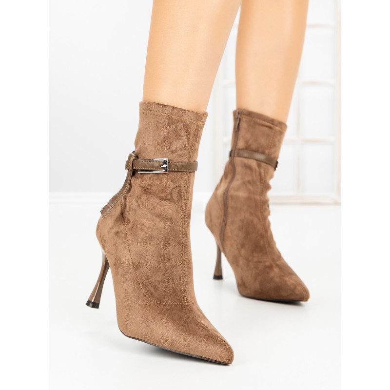 Botine cu Toc Subtire 6GS31 KHAKI | MEI