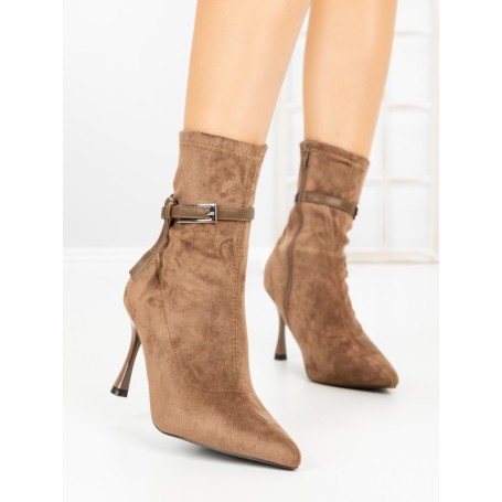Botine cu Toc Subtire 6GS31 KHAKI | MEI