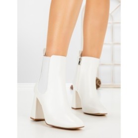 Botine cu Toc Gros V8-08 WHITE | VIVIRICH