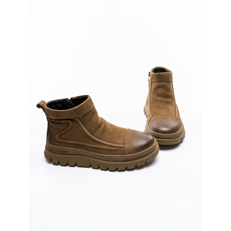 Ghete Barbati din piele naturala 5787 KHAKI | ADVANCER