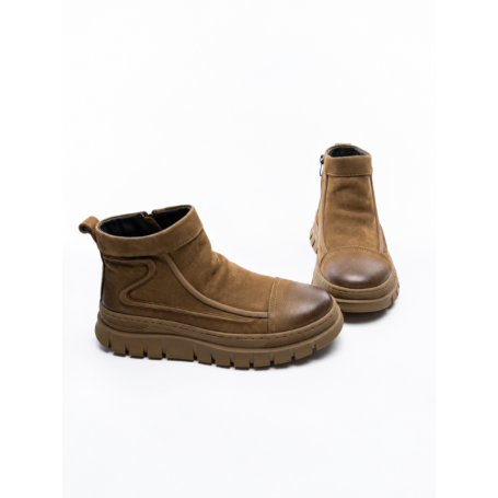 Ghete Barbati din piele naturala 5787 KHAKI | ADVANCER