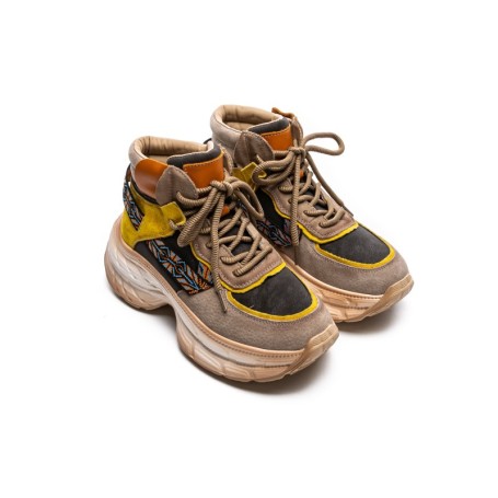 Pantofi Sport Dama din piele naturala HD7672 APRICOT-YELLOW | ADVANCER