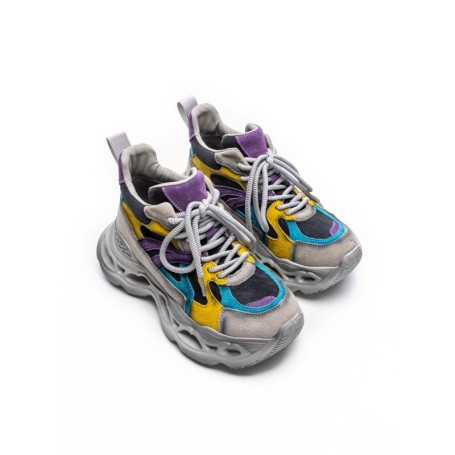 Pantofi Sport Dama din piele naturala HY6398 DARK GREY-PURPLE | ADVANCER