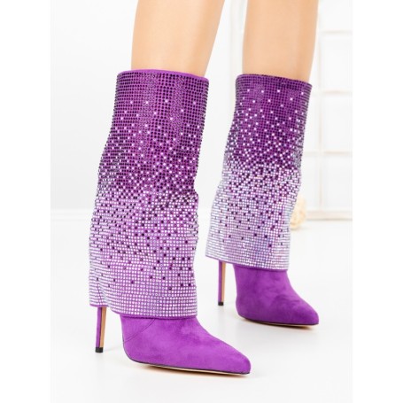 Botine cu Toc Subtire C-272 PURPLE | STEPHAN