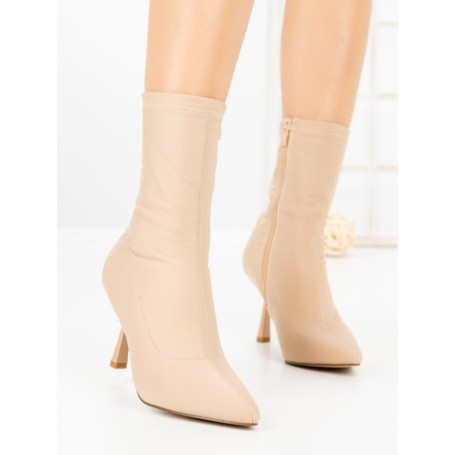 Botine cu Toc Subtire H-1 BEIGE | STEPHAN