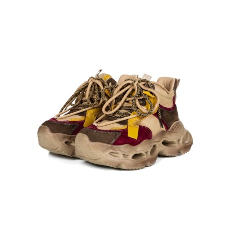 Pantofi Sport Dama din piele naturala HY6322 WINE-YELLOW | ADVANCER
