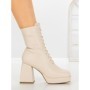 Botine cu Toc Gros JA-25 BEIGE | STEPHAN