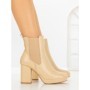Botine cu Toc Gros 9128 BEIGE | CM