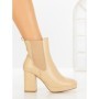 Botine cu Toc Gros 9128 BEIGE | CM