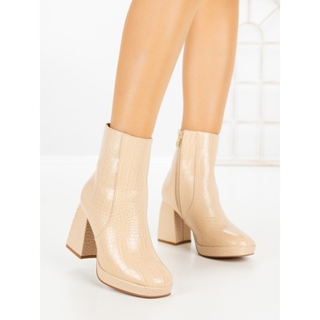 Botine cu Toc Gros 9109 BEIGE | CM