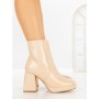 Botine cu Toc Gros 9109 BEIGE | CM