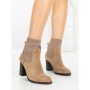 Botine cu Toc Gros 68192 KHAKI | CM