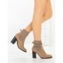 Botine cu Toc Gros 68192 KHAKI | CM