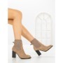 Botine cu Toc Gros 68192 KHAKI | CM