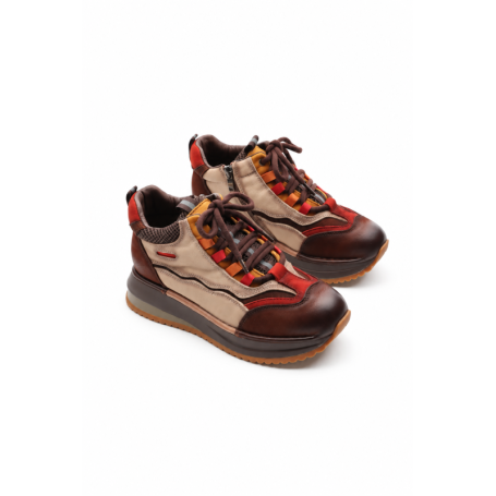 Ghete Dama din piele naturala A007-1 COFFEE-RED | ADVANCER