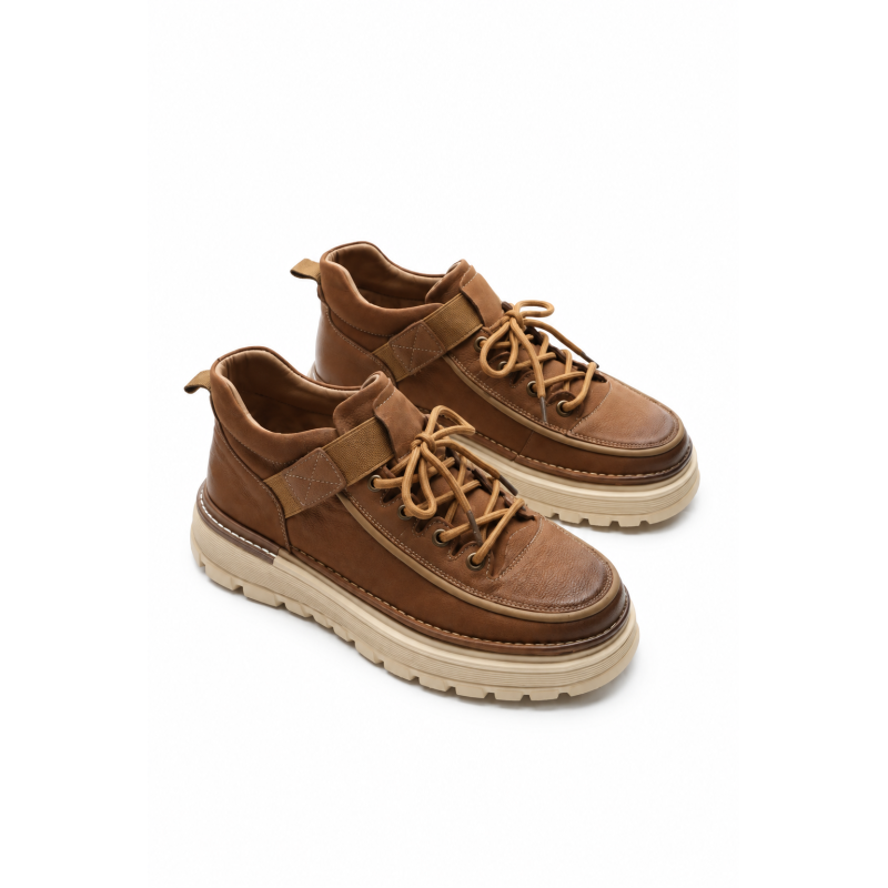 Ghete Barbati din piele naturala R028-1 KHAKI | ADVANCER
