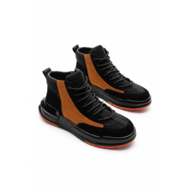 Ghete Barbati din piele naturala 3836 BLACK-YELLOW | ADVANCER