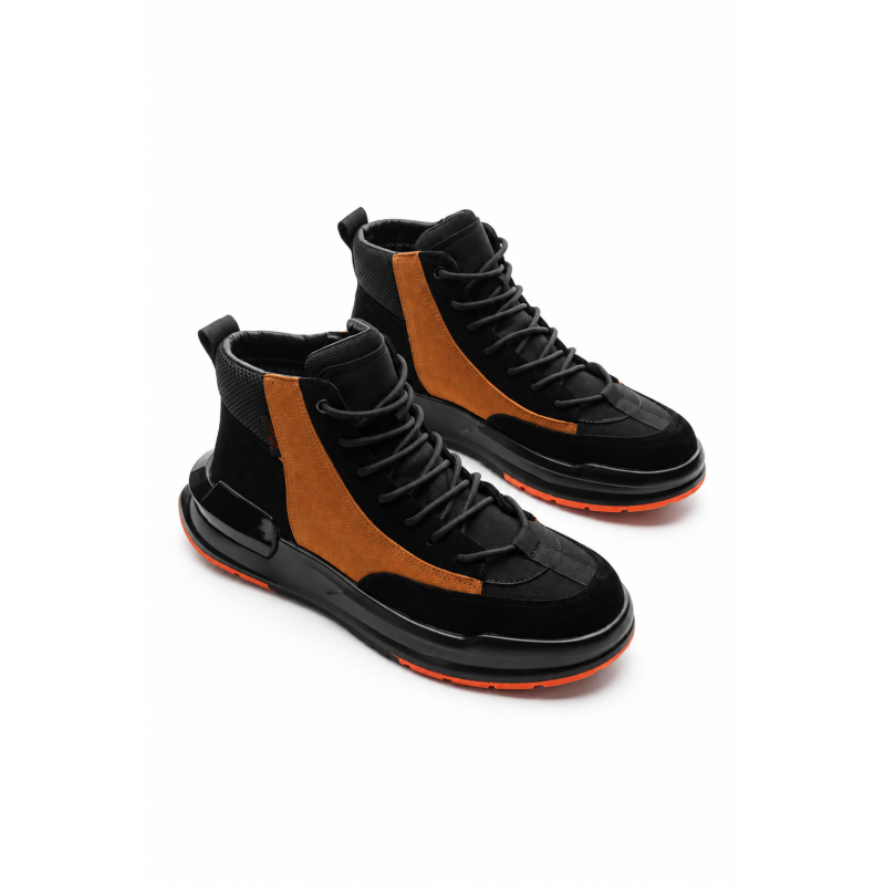 Ghete Barbati din piele naturala 3836 BLACK-YELLOW | ADVANCER