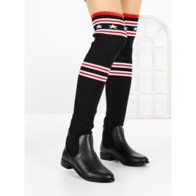 Cizme Dama cu talpa joasa XXS-1801 BLACK | H&D