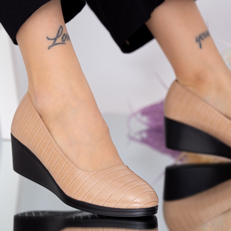 Topánky na podpätku a platforme C92 Broskyňová | Fashion