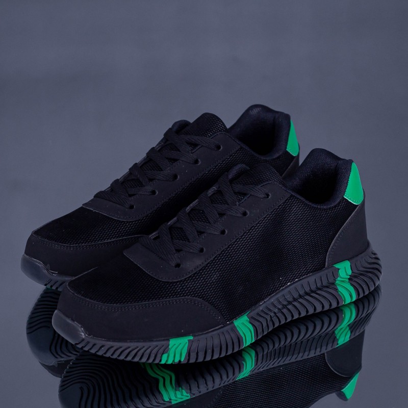 Pánske športové topánky A19 Čierna-Zelená | Erin