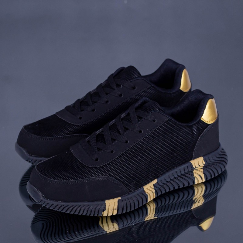 Pánske športové topánky A19 Čierna-Zlatý | Erin