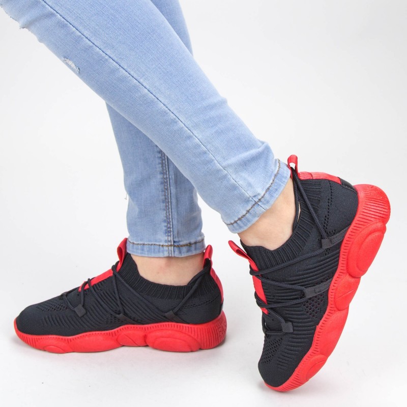 Dámska športová obuv YQ50 Čierna-Červená | Mei