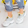 Dámske topánky na platforme SZ231 Biely-Žltá | Mei