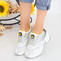 Dámske topánky na platforme SZ231 Biely-Žltá | Mei
