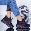 Dámske topánky na platforme WL138 Čierna-Červená | Mei
