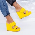 Dámske papuče s platformou XKK506 Žltá | Mei