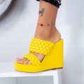 Dámske papuče s platformou XKK506 Žltá | Mei