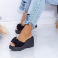 Dámske papuče s platformou HXS2 Čierna | Mei