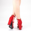 Dámske sandále na hrubom podpätku XKK153 Červená | Mei