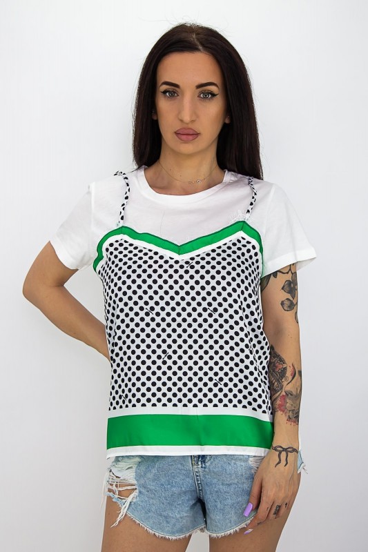 Dámske tričko S9192 Biely-Zelená | Fashion