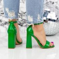 Sandále s hrubým podpätkom 2XKK62 Zelená Mei