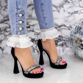 Dámske sandále na podpätku a platforme 2YXD80 Čierna » MeiMall.sk