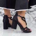 Sandále s hrubým podpätkom 2XKK95 Čierna Mei