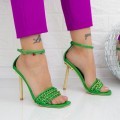 Dámske sandále s tenkým podpätkom VK118 Zelená Botinelli